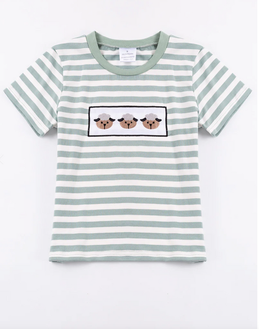 SBB Green Stripe Sheep Boy Shirt