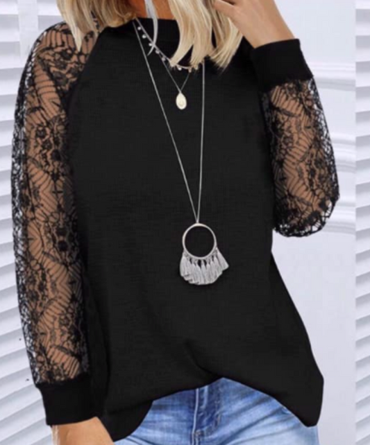 SBB Black Lace Sleeve Top