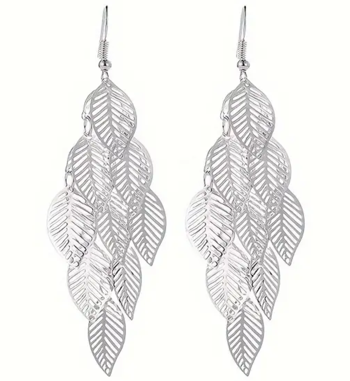 SBB Leaf Silver Tone Earrings