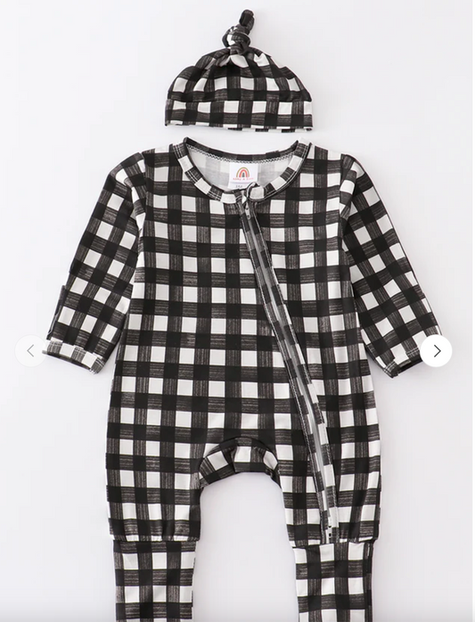 SBB Black Plaid Romper