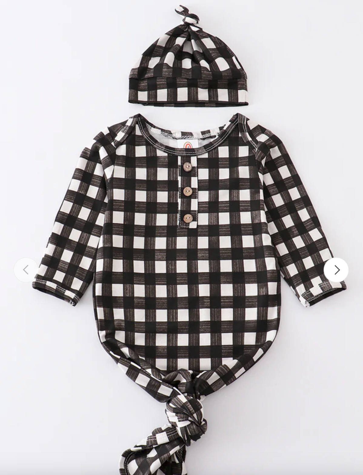 SBB Black Plaid Baby Gown Set