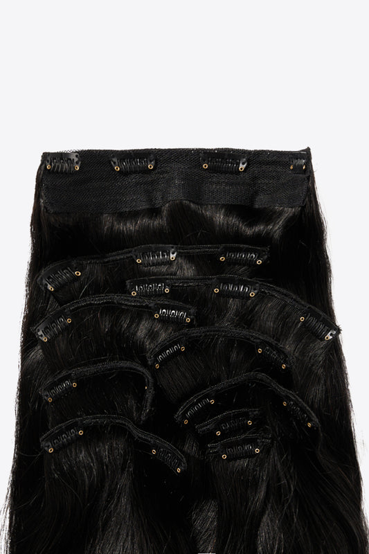 18''200g #1 Keep Me Elegant Extensiones de cabello liso con clip Cabello humano