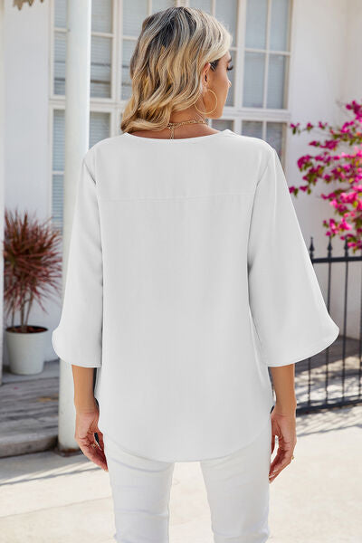 V-Neck Three-Quarter Sleeve Top