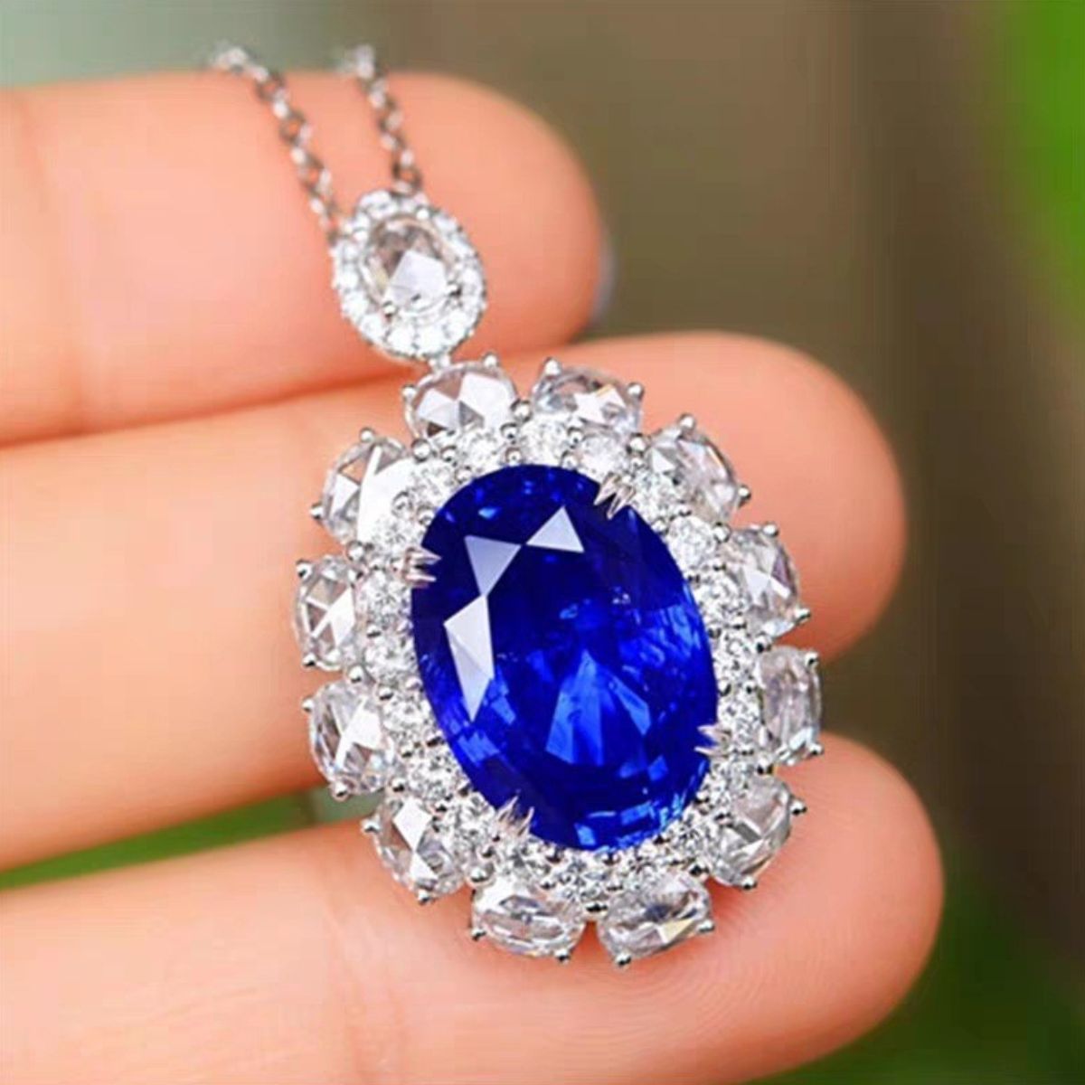 Platinum-Plated Zircon Pendant Necklace