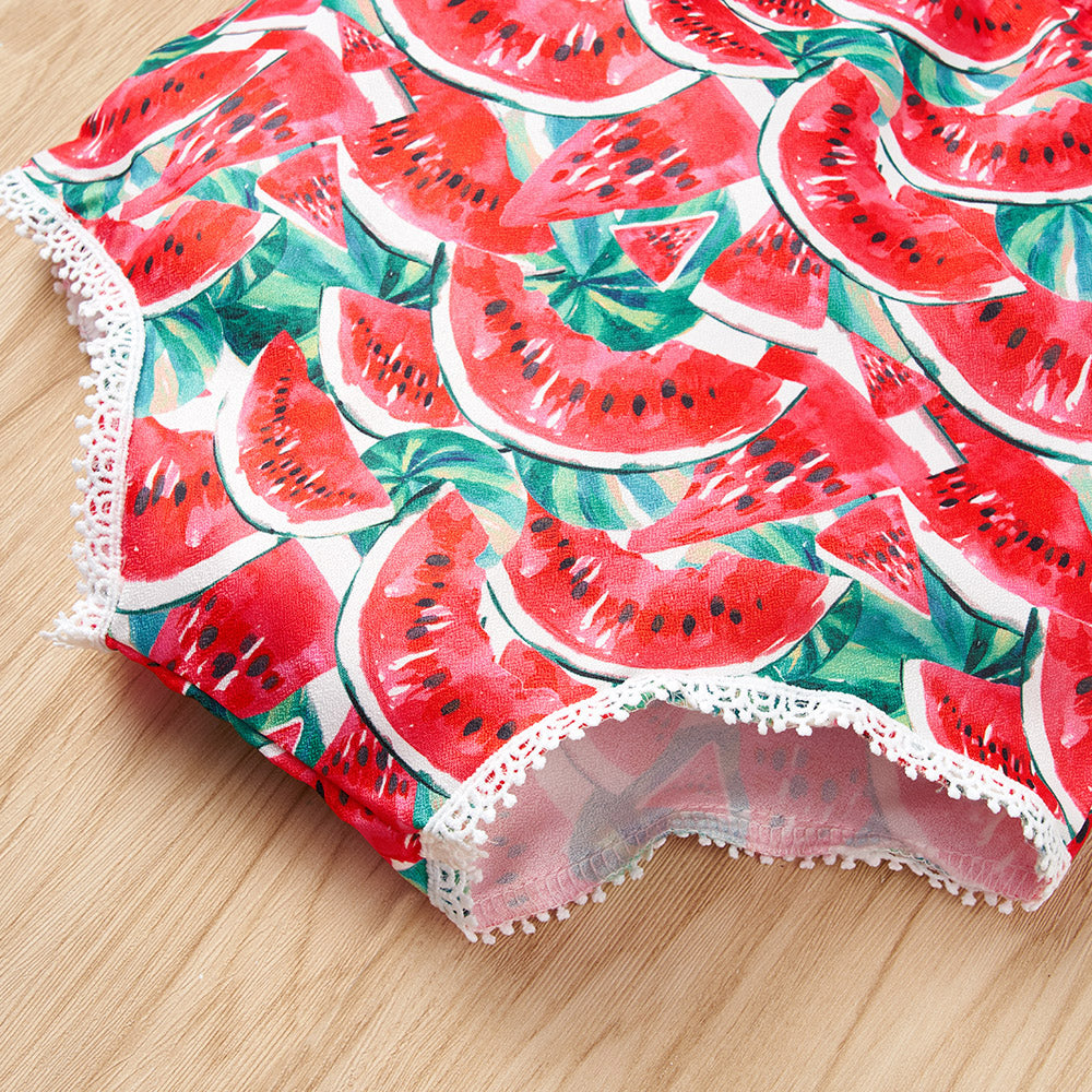 Watermelon Print Square Neck Bodysuit