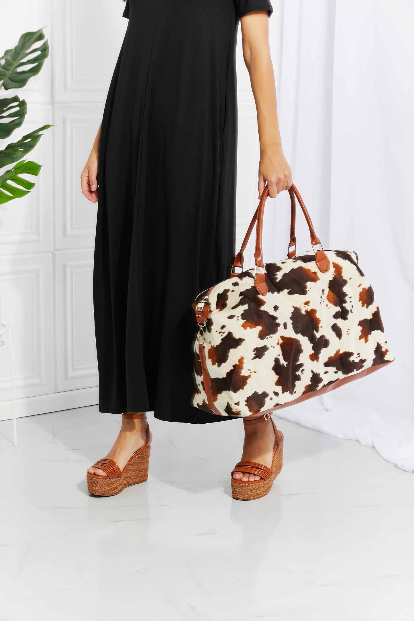 Bolso de fin de semana de felpa con estampado animal