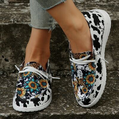 Mocasines planos con estampado de girasoles