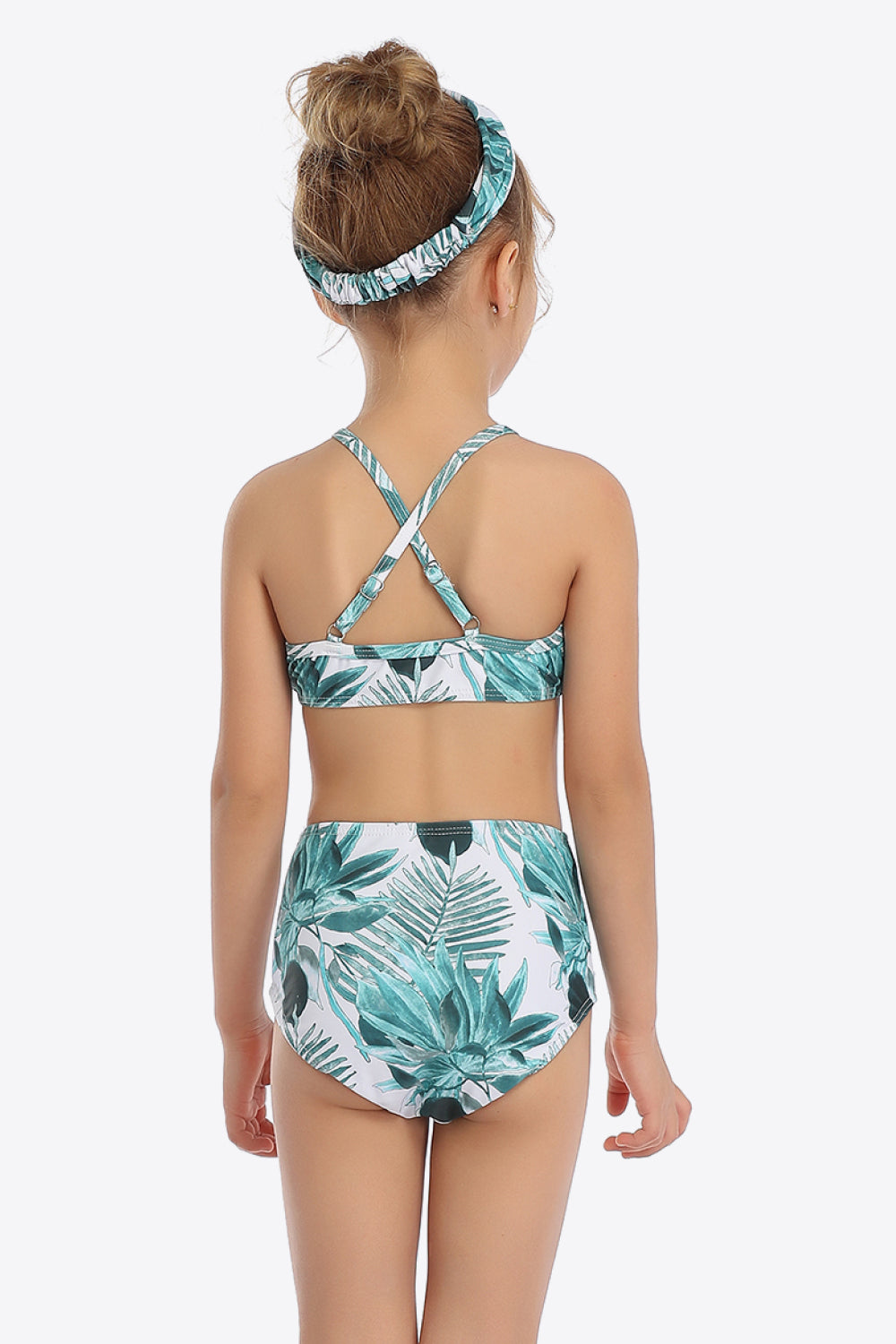 Botanical Print Ruffled Two-Piece Swim Set